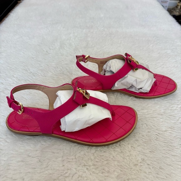 Michael Kors Pink T-Strap Sandals with Gold Hardware size 8.5 M - Picture 3 of 16